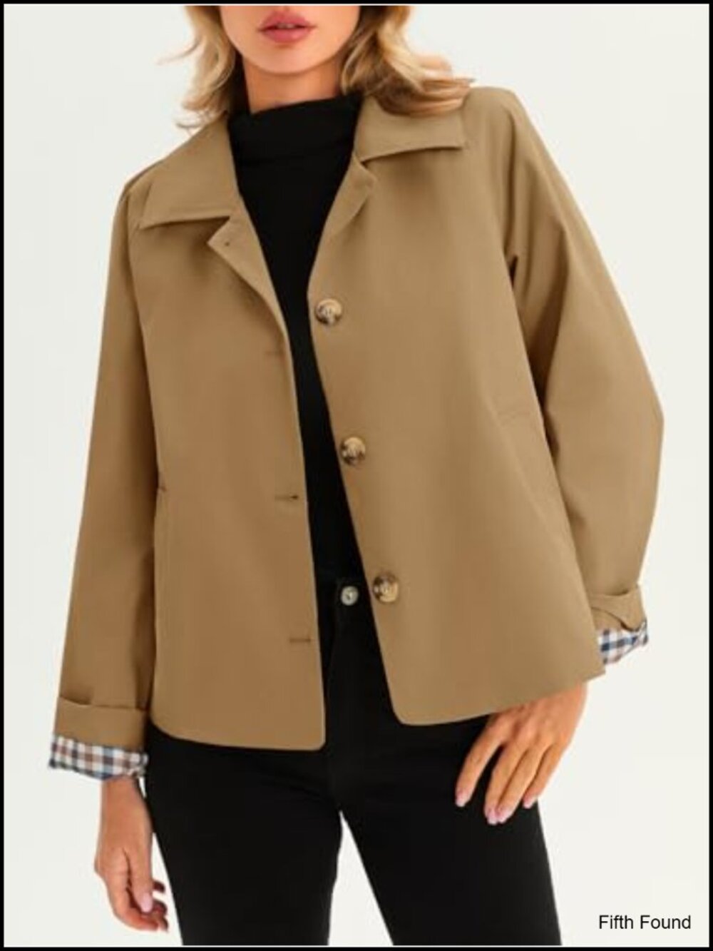 Cropped Trench Coat Lightweight Single Breasted Jacket Women Fall Spring - Picture 3 of 6